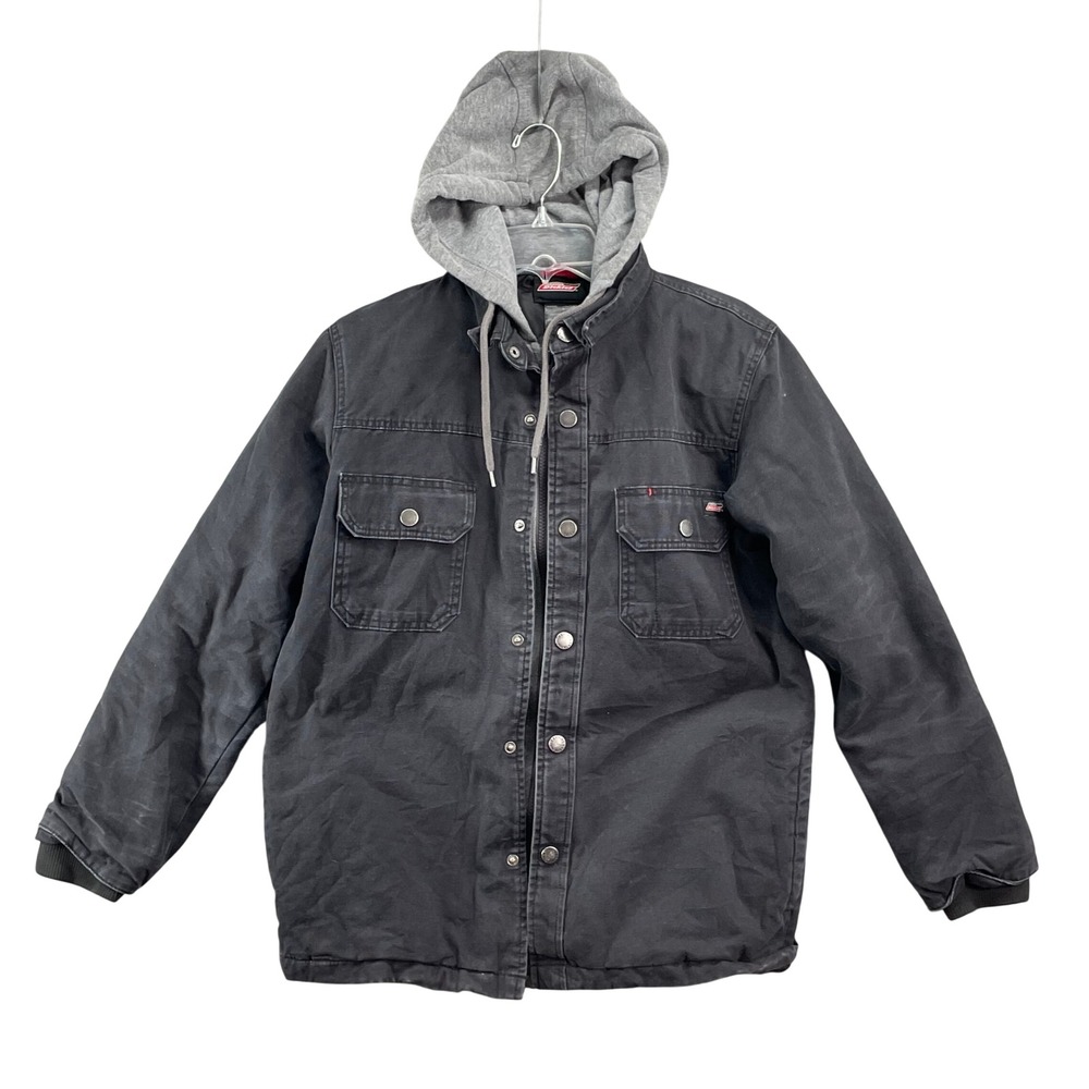 Dickies‎ Canvas Jacket Mens Small Black Hooded Workwear Coat Streetwear